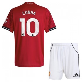 Manchester United Cunha 10 Matchtröjor Barn Hemma Fotbollströja 2025-26